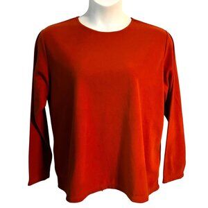 QVC Long Sleeve Burnt Orange Fleece Top Shirt Pullover Sweatshirt Size 1X New